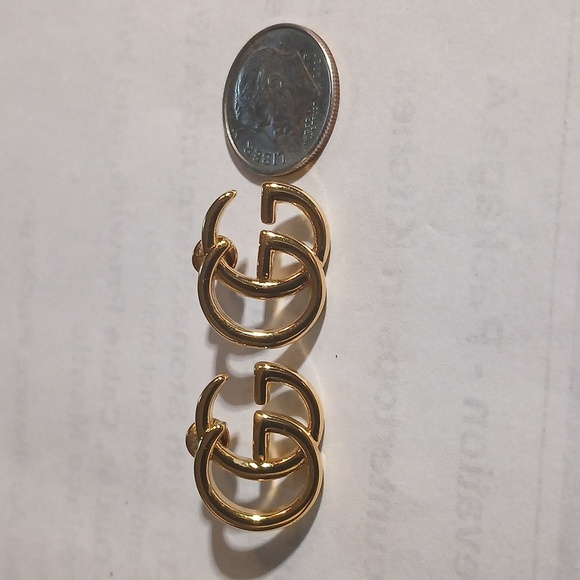 Authentic GG Logo Gold Tone Earrings - Picture 2 of 8